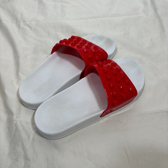 Carmen Sol Women’s Red White Slides Studded Strap Comfort Slip On Size 39 - Picture 1 of 8